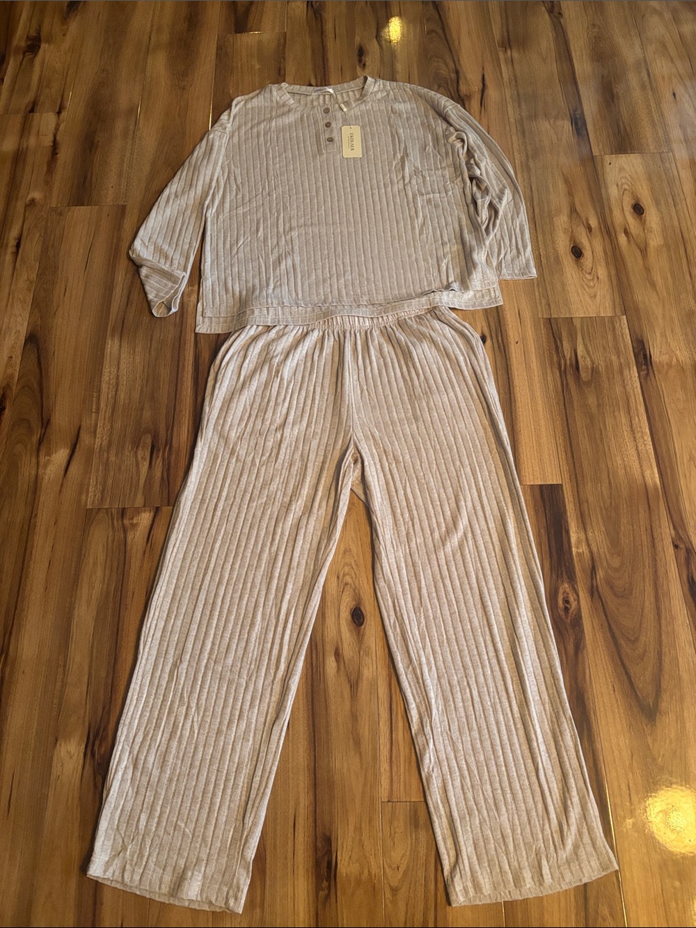 Women's Ribbed Two-Piece lounge set - Cream